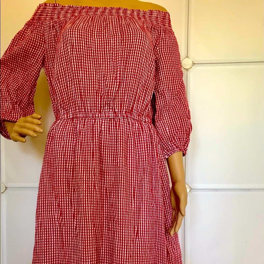 OLD NAVY Red Gingham Cinch-Waist Dress Plus Size M